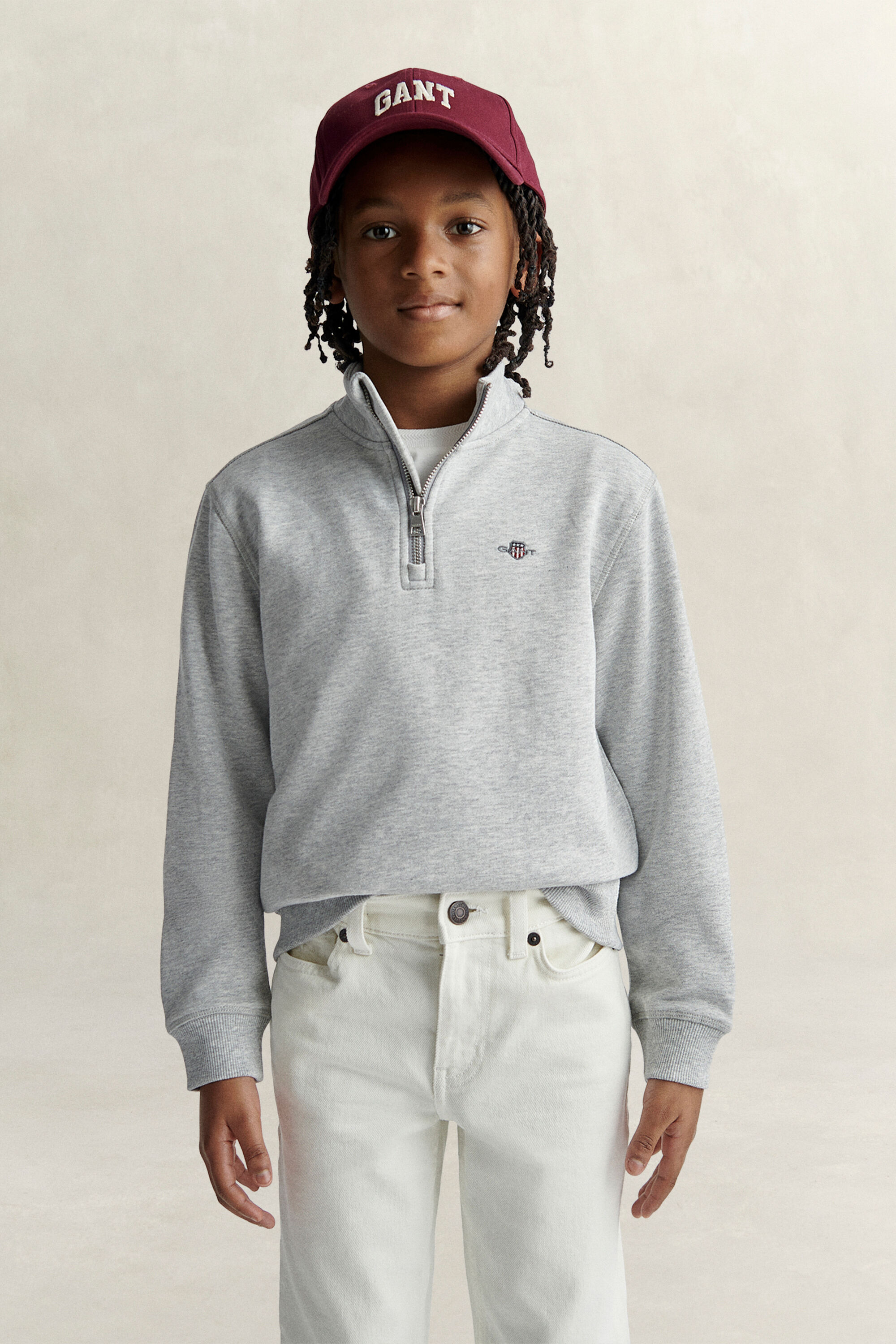 Teen Boys sweatshirt med half-zip och sköldemblem