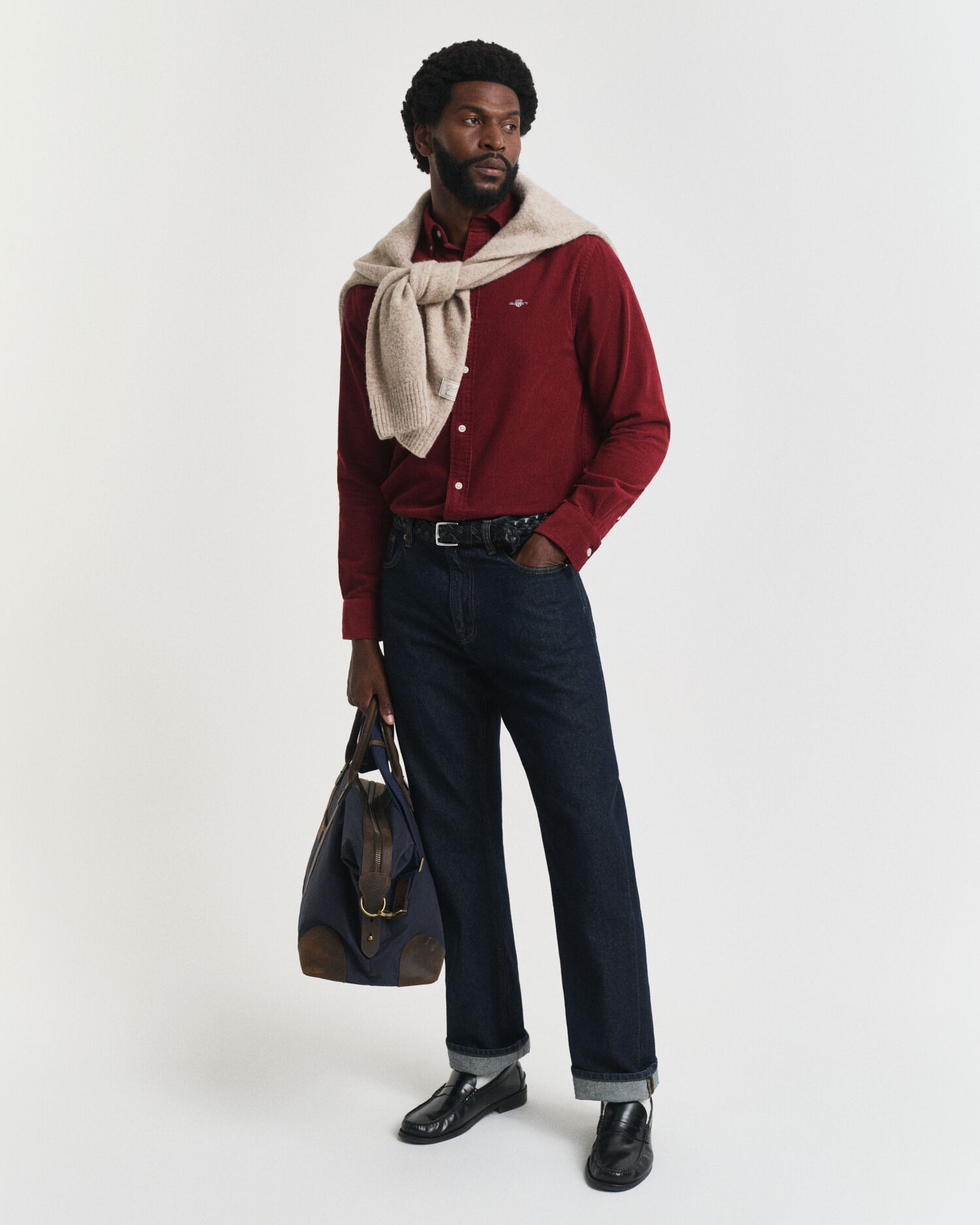 Regular fit skjorta i bomullsmanchester