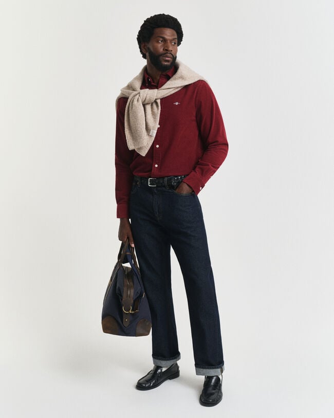 Regular fit skjorta i bomullsmanchester