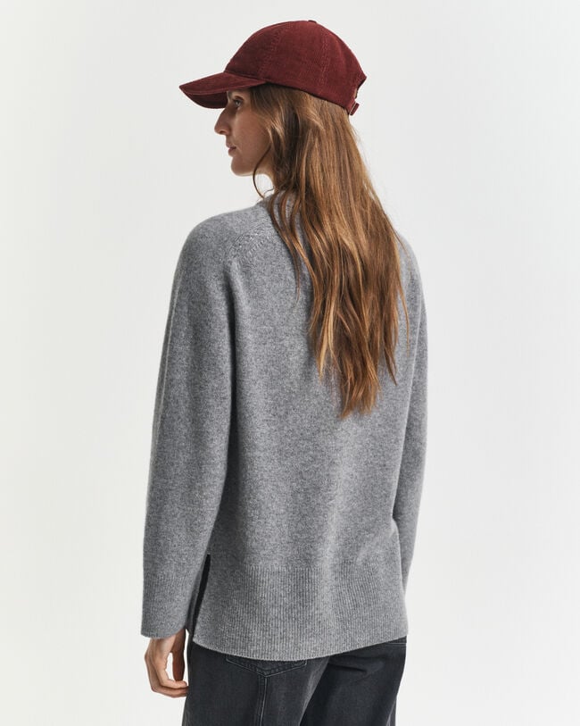 Rundhalsad tröja i mjuk kashmir- och ullblandning
