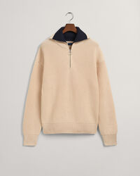 Ribbstickad half-zip tröja