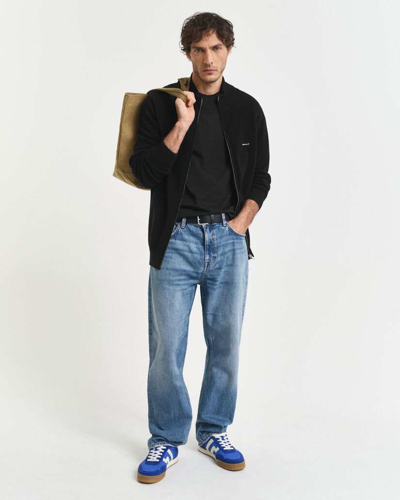 Kofta i bomullspiké med dragkedja