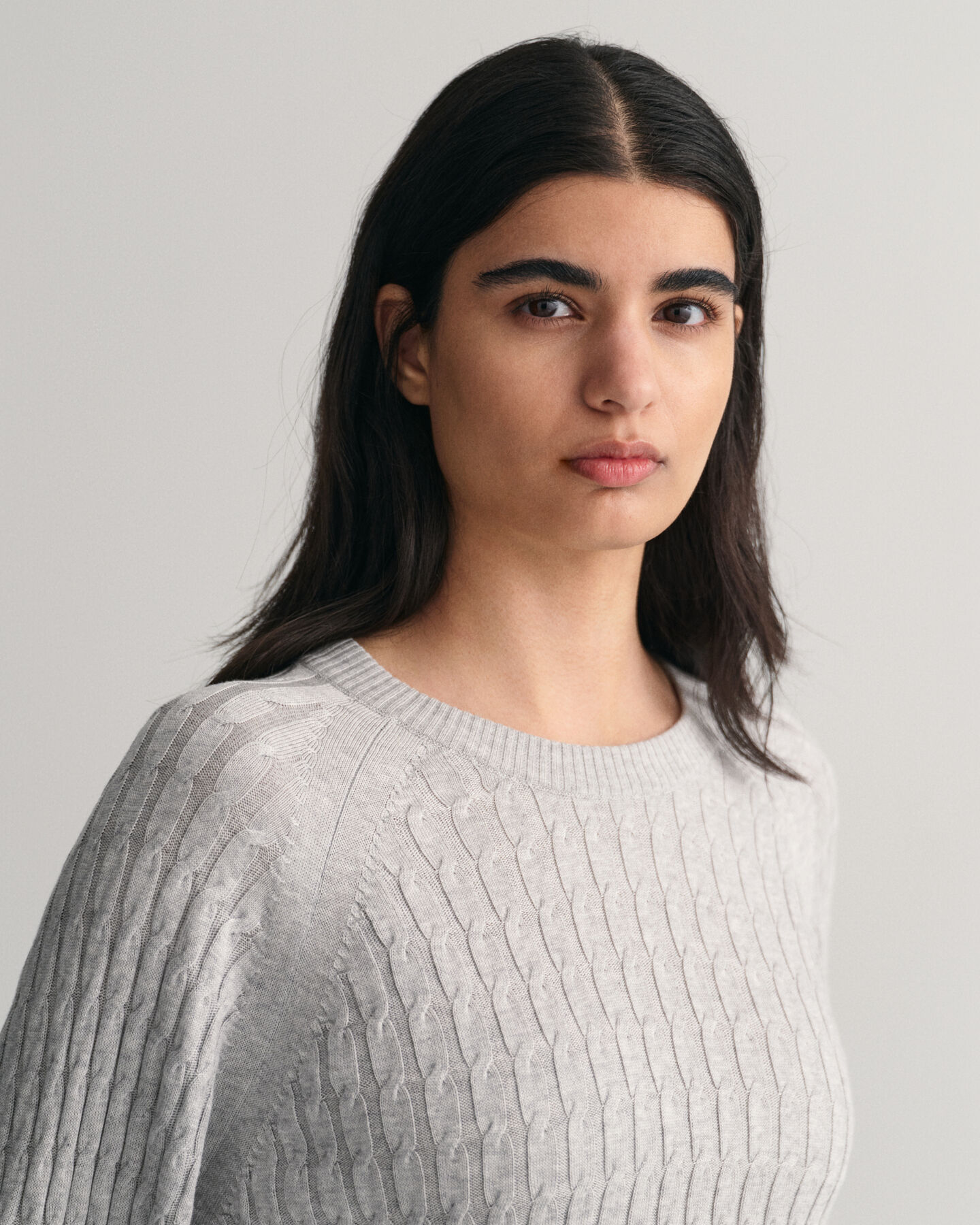 Kabelstickad crew neck tr&ouml;ja