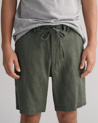 Relaxed fit linneshorts med dragsko