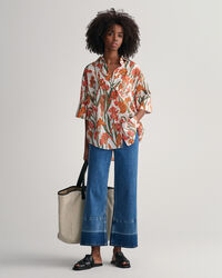 Iris Print kort&auml;rmad skjorta i bomull och silke