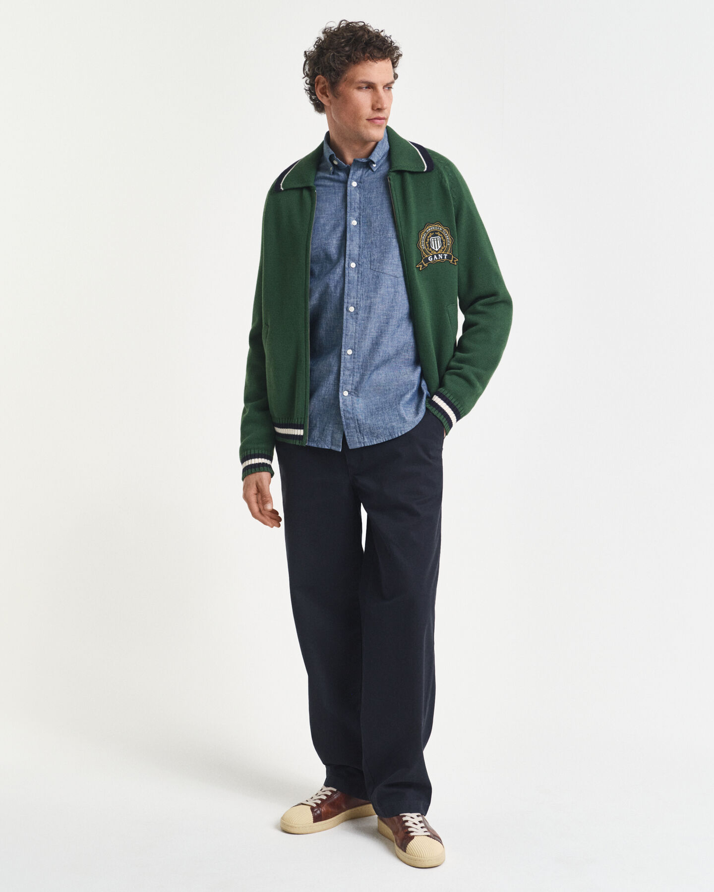 Regular fit indigofärgad chambrayskjorta