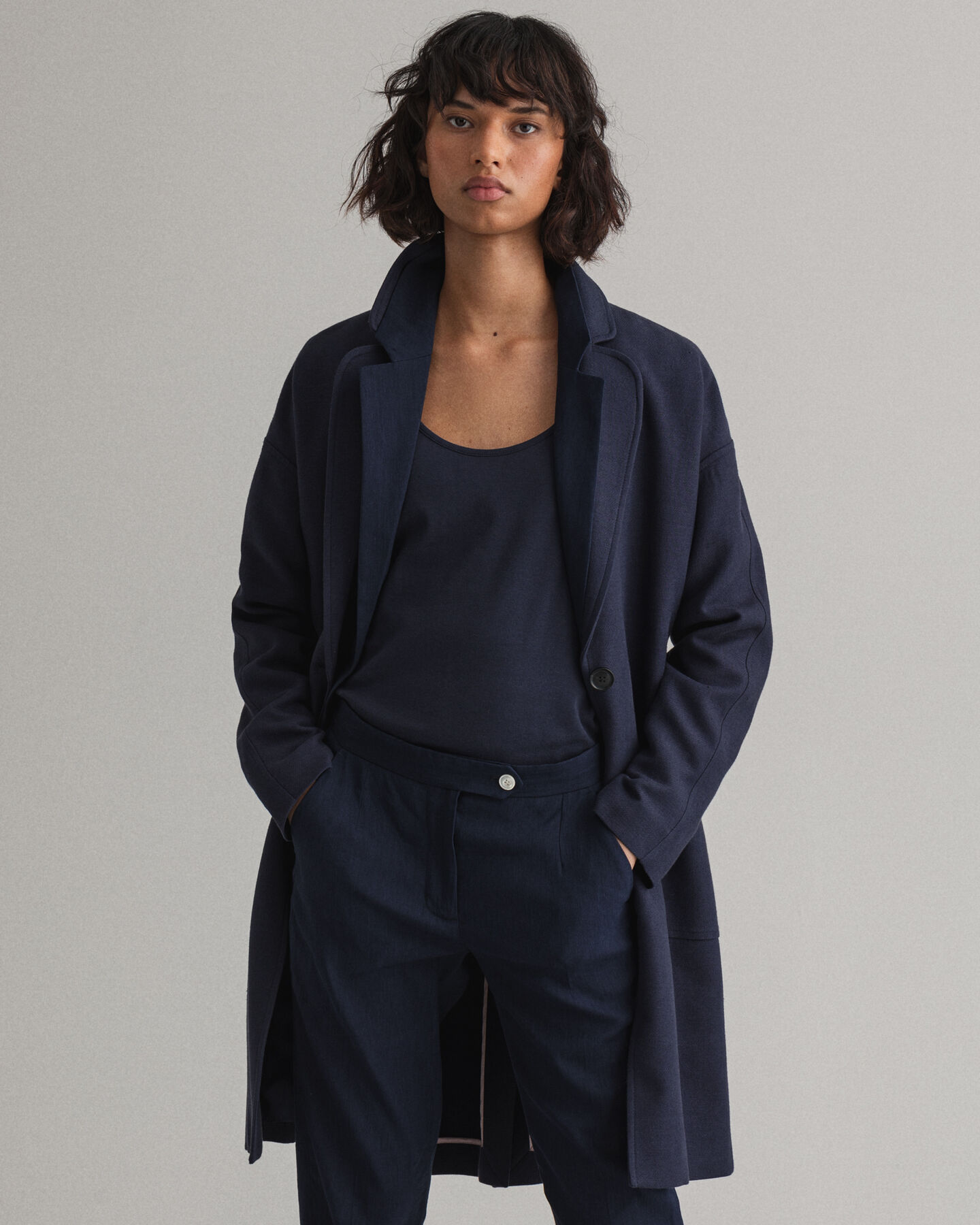 Fluid kappa i linneblandning med b&auml;lte