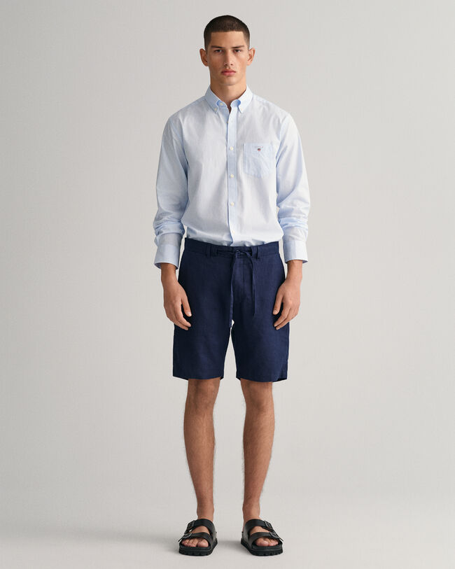 Relaxed fit linneshorts med dragsko