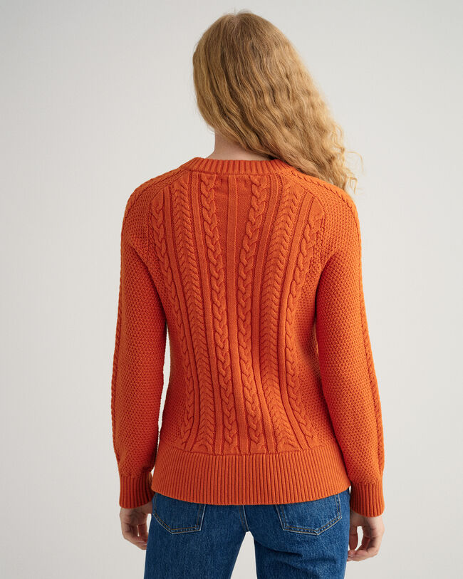 Kabelstickad crew neck tr&ouml;ja