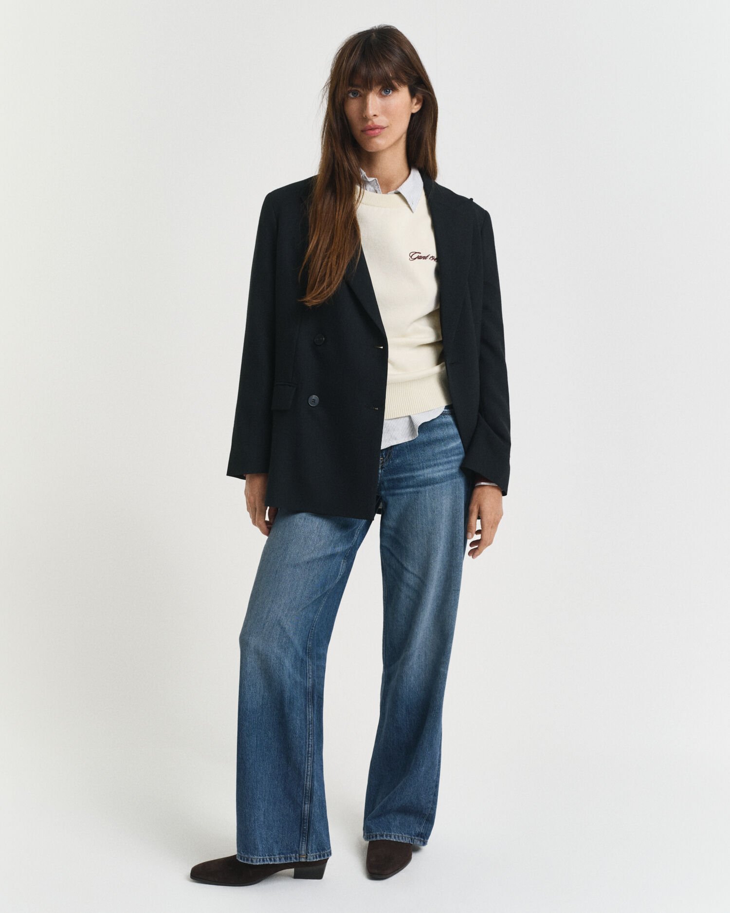 Rundhalsad tröja med färgblock