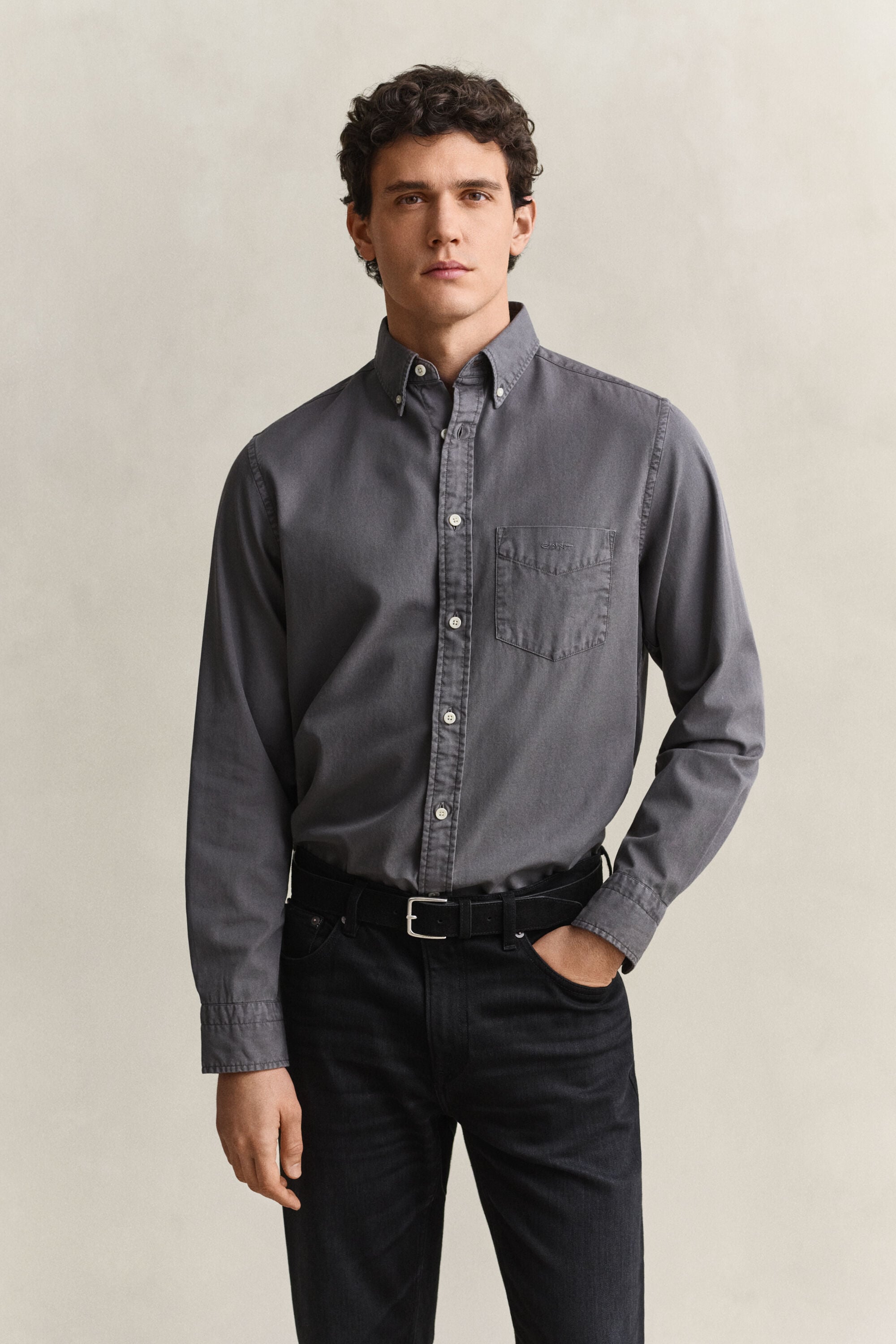 Regular fit twillskjorta