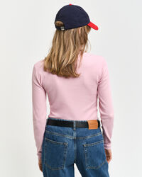 Ribbstickad långärmad polotröja