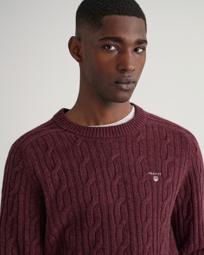 Kabelstickad crew neck ylletr&ouml;ja