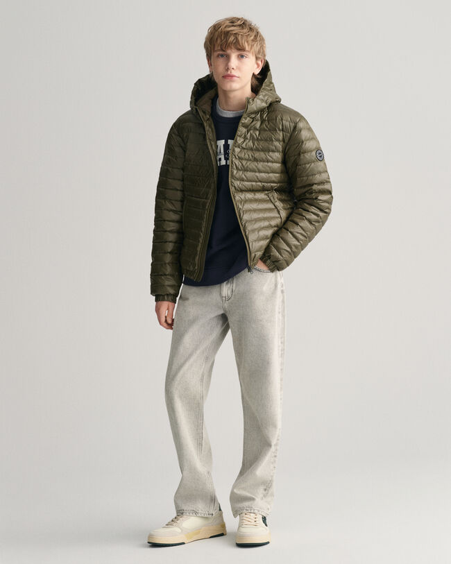 Teens tunn vadderad dunjacka med glans