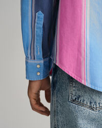 Relaxed fit randig twillskjorta