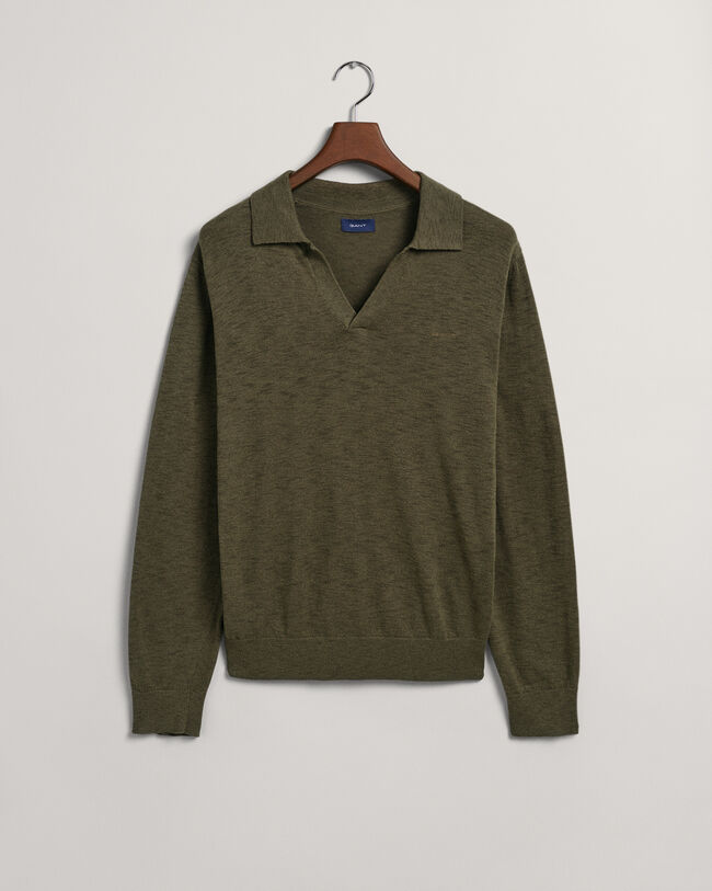 Pikétröja i bomull och linne