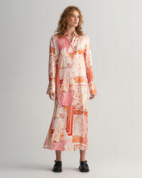 Relaxed fit Sailing mönstrad sidenskjorta