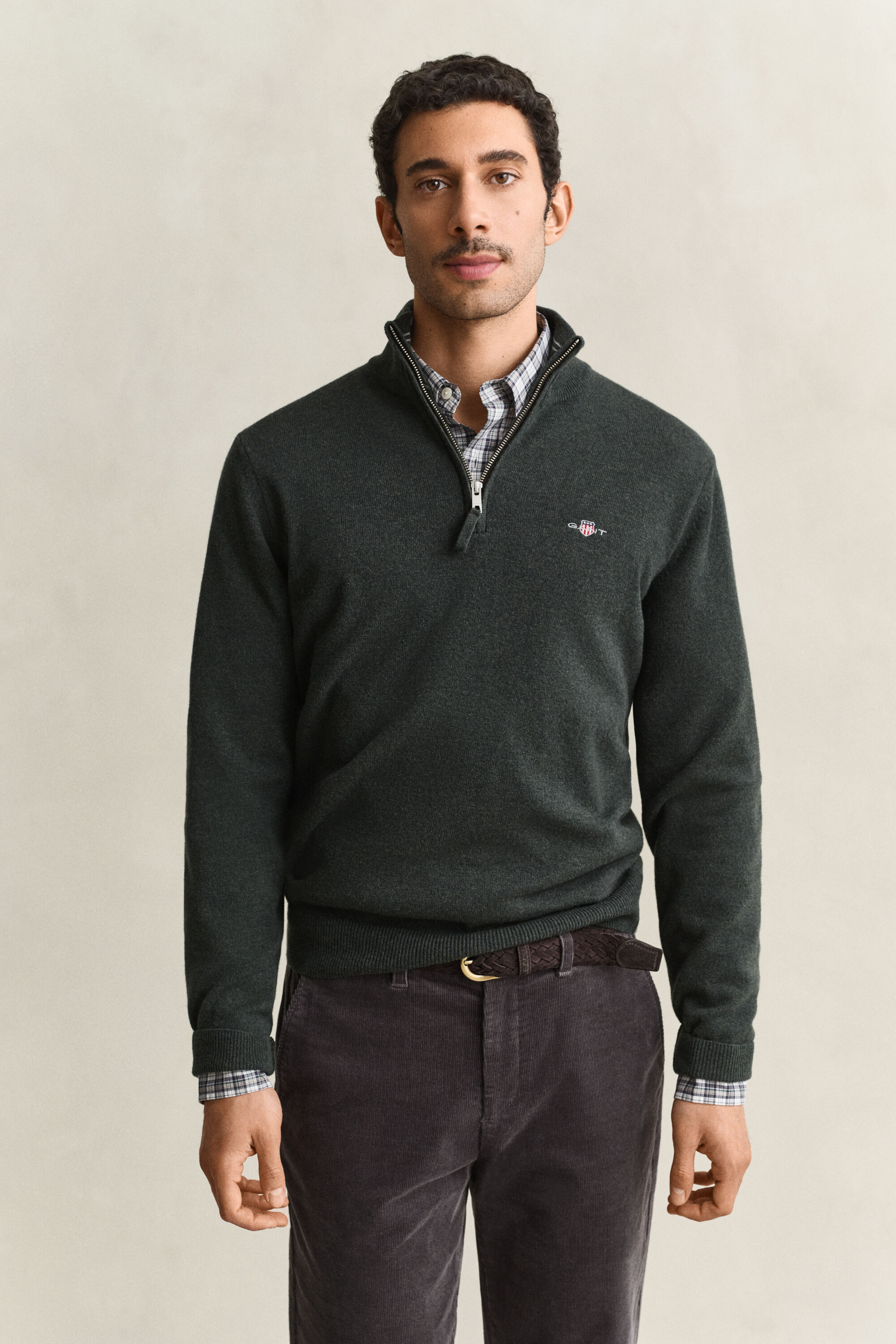 Tröja i lammull med half-zip