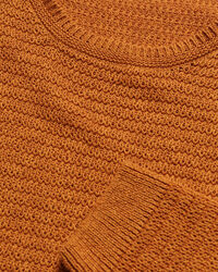 Crew neck tr&ouml;ja i bomull och linne med struktur