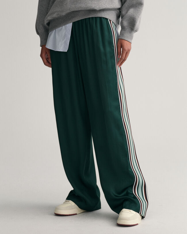 Relaxed fit randiga dra-på-byxor