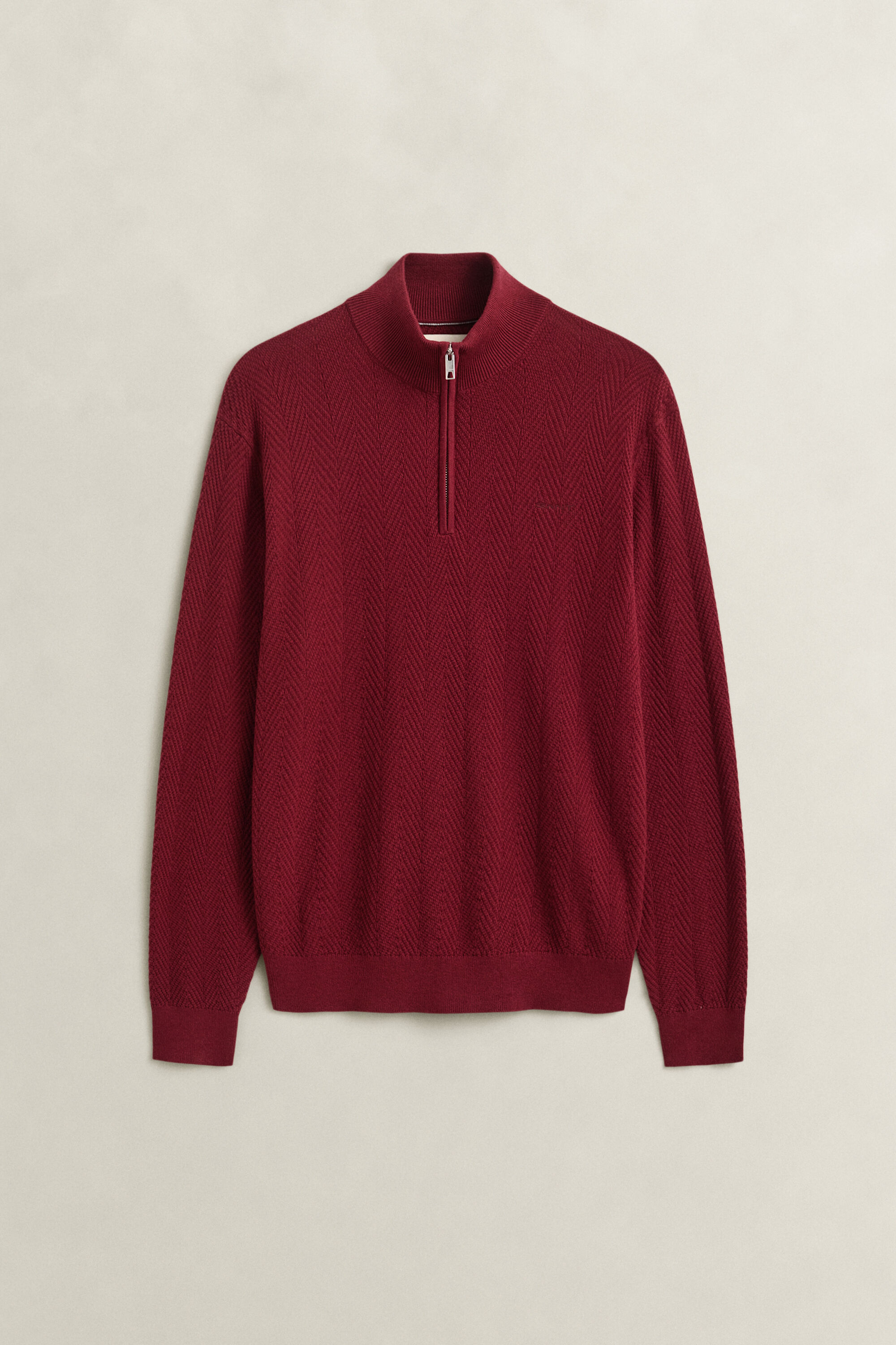 Fiskbensmönstrad half-zip tröja