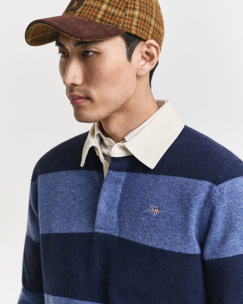 Randig rugger i extra fin lammull