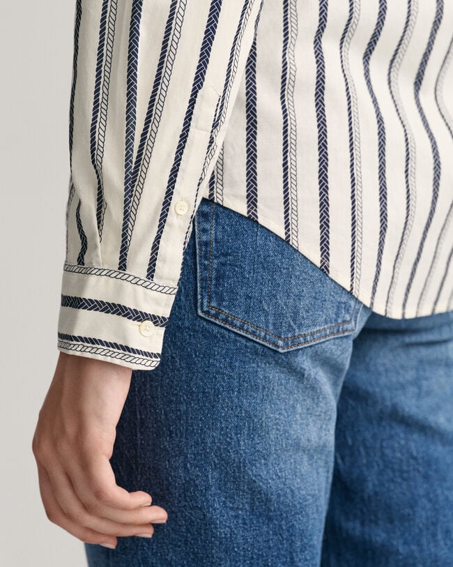 Regular fit repmönstrad skjorta i bomullsvoile