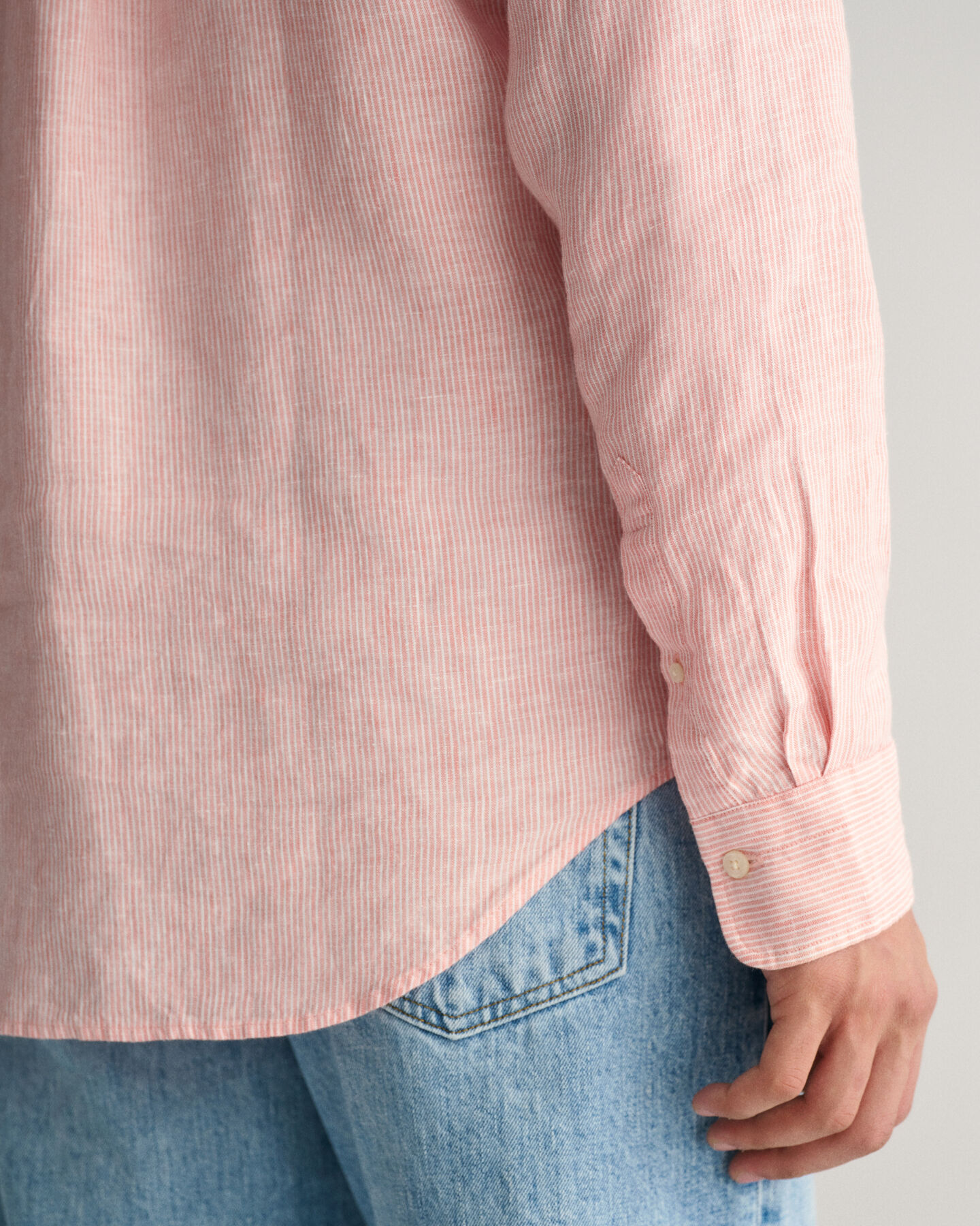 Regular fit randig linneskjorta