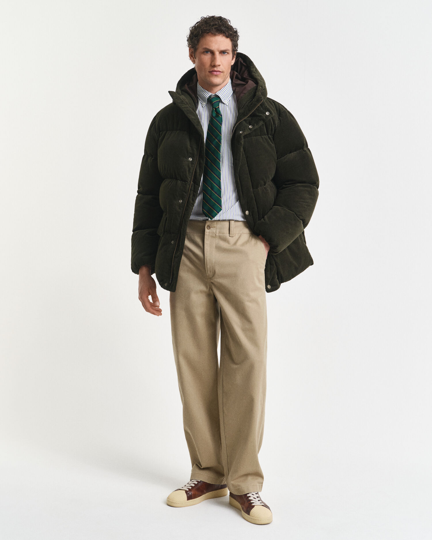 Regular fit randig klassisk poplinskjorta