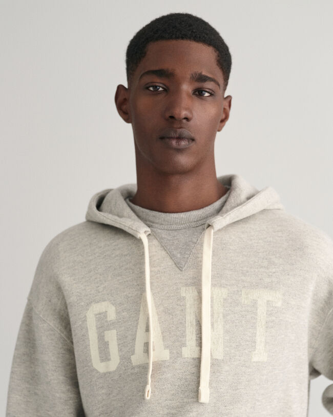 Melerad hoodie med tryck