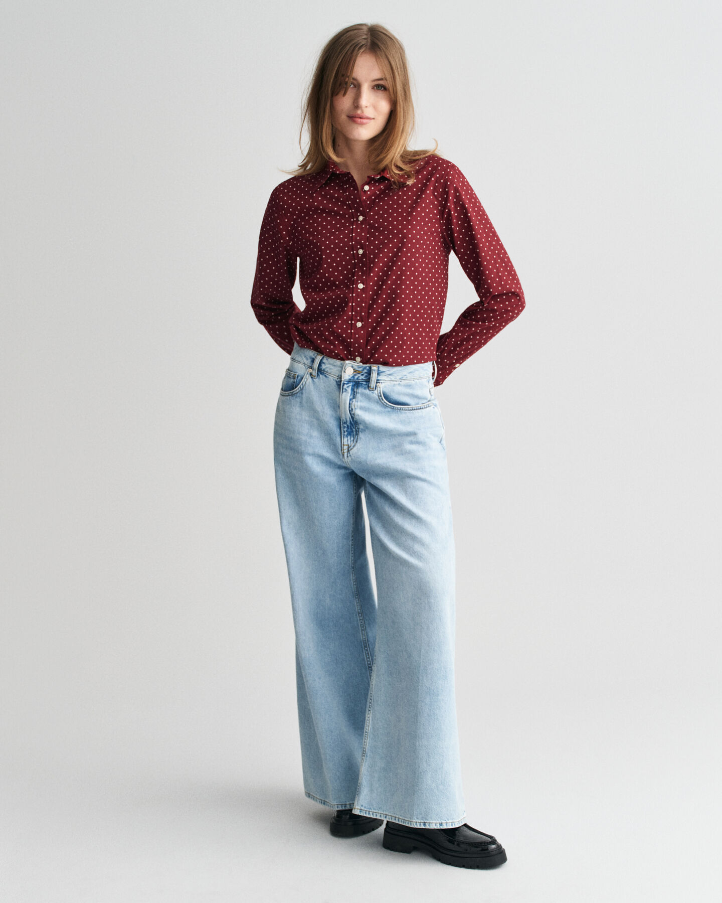 Regular fit prickig skjorta i bomullsvoile