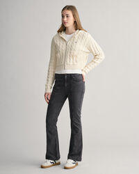 Teen Girls Shield cropped kabelstickad hoodie med dragkedja