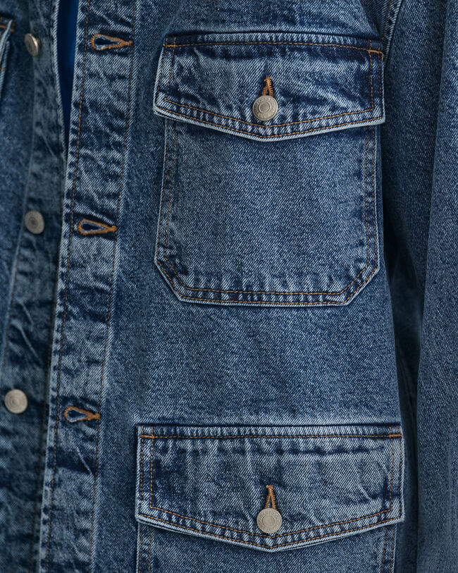 Garment-Dyed skjortjacka i denim
