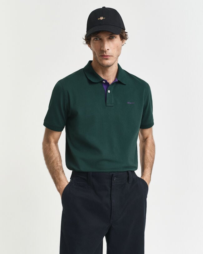 Kontrastfärgad pikétröja