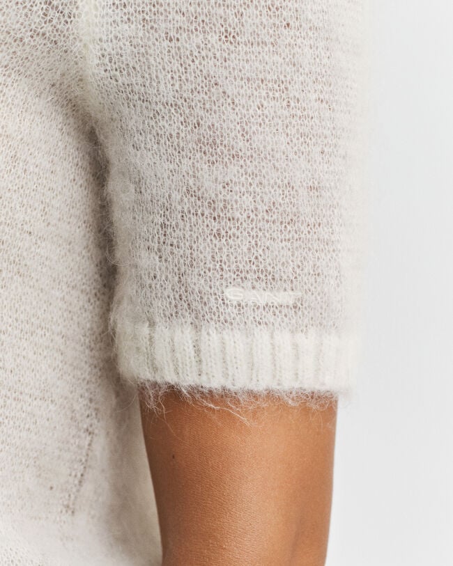 Kortärmad rundhalsad tröja i mohairblandning