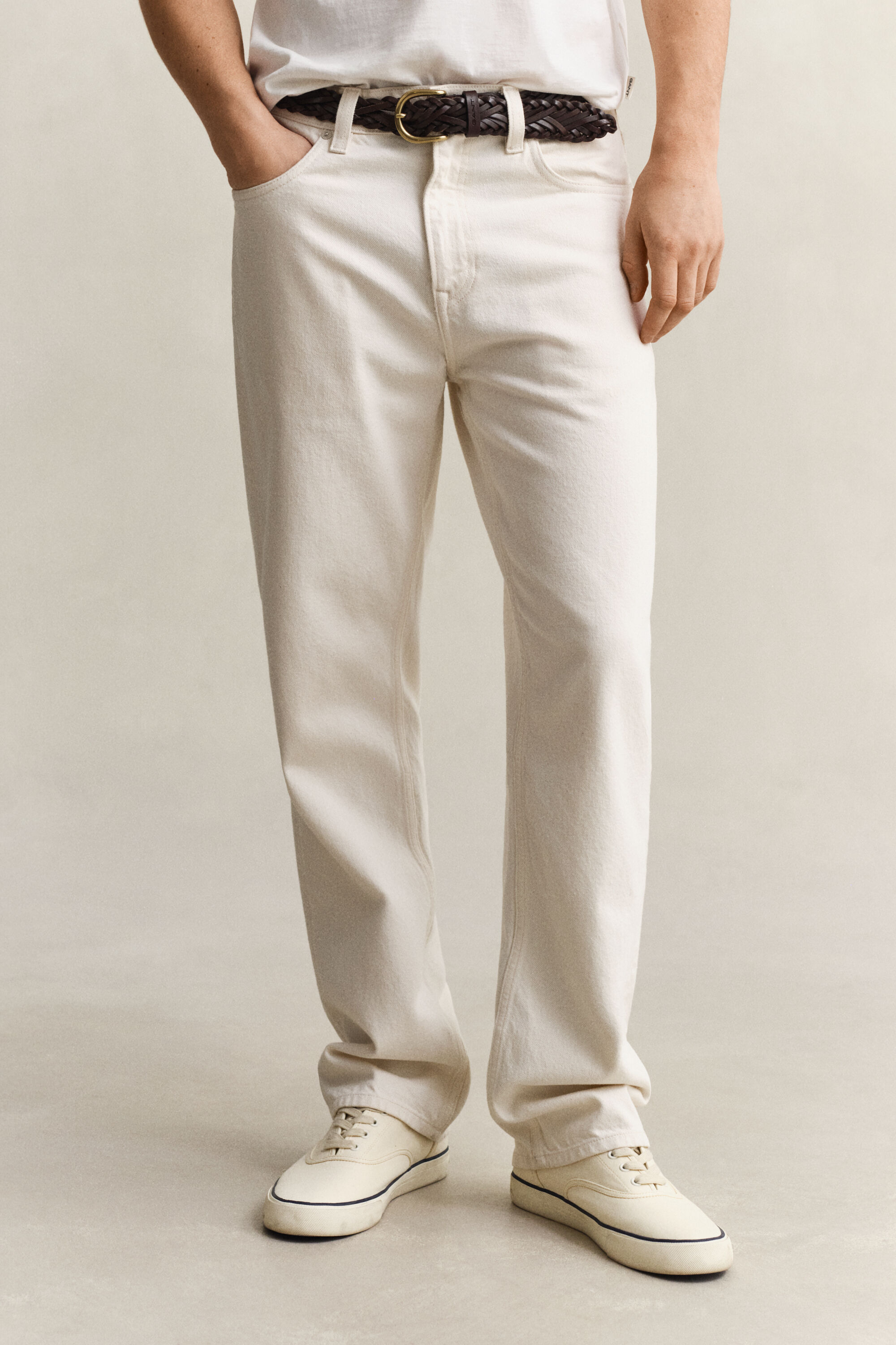 Straight fit jeans i écru