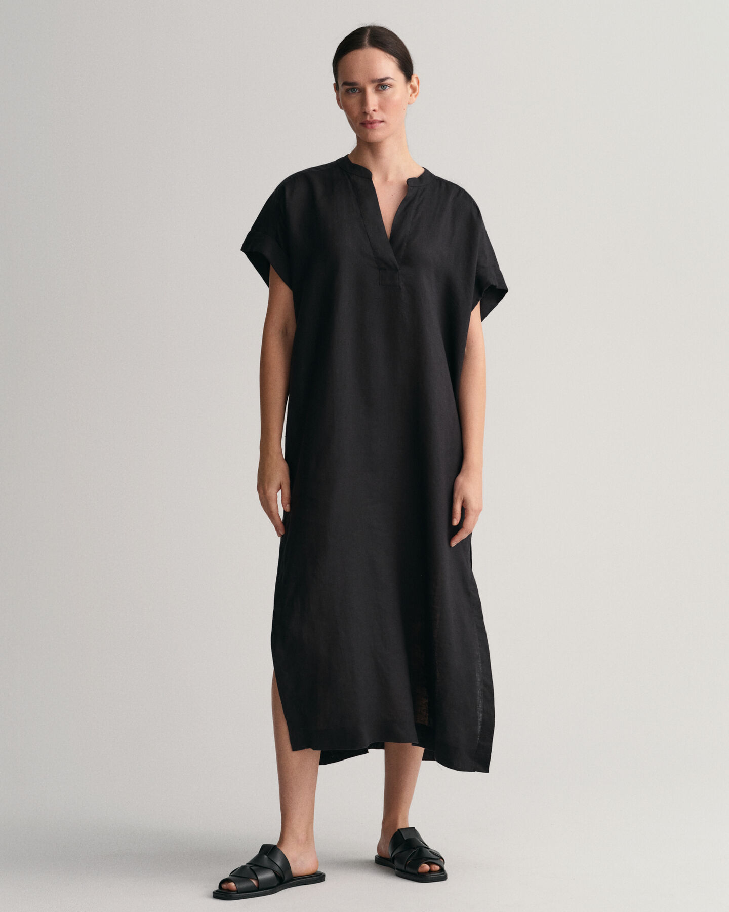 Popover kort&auml;rmad linnekaftan