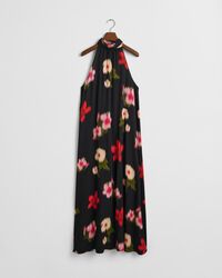 Blommig klänning med halterneck