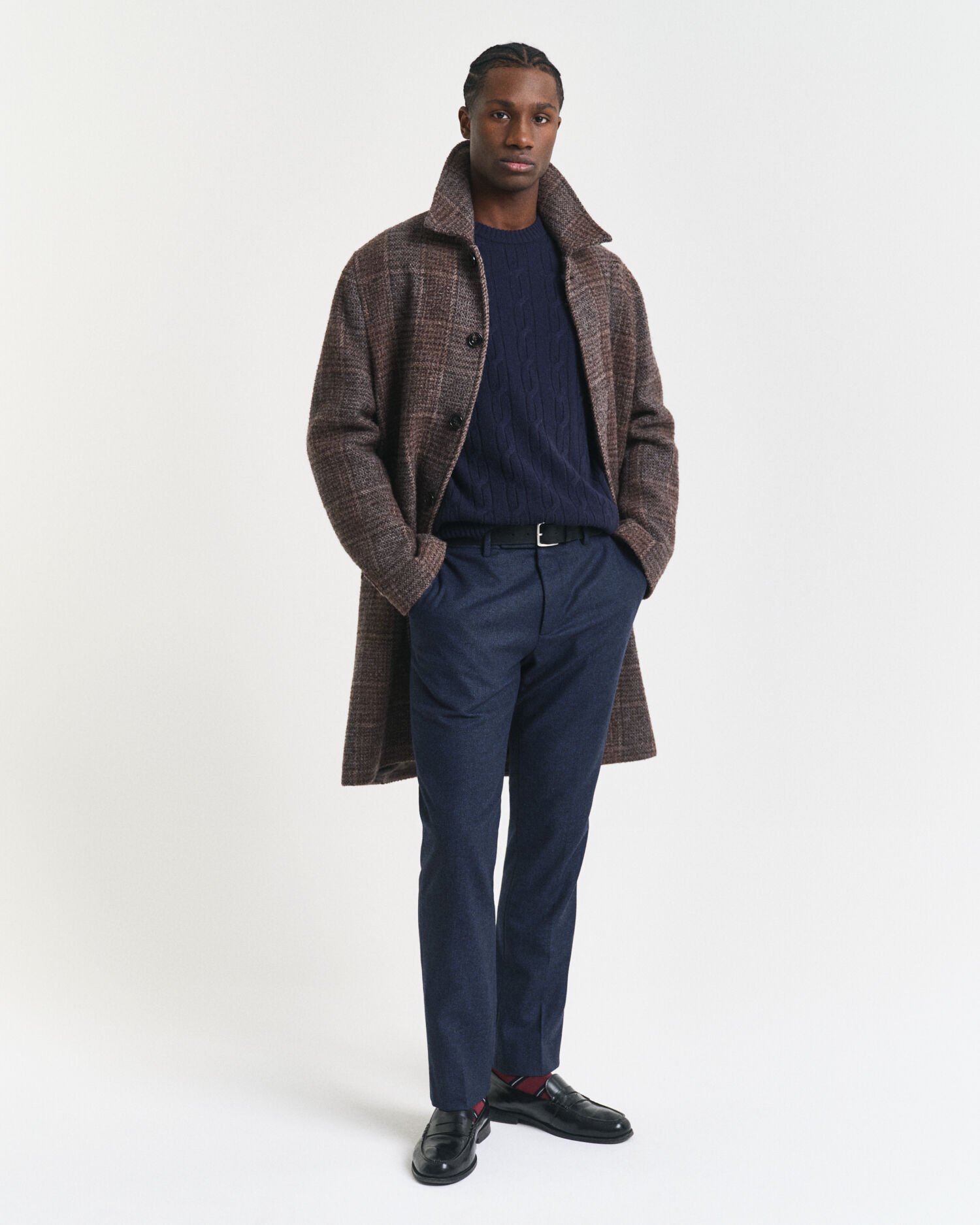 Kabelstickad rundhalsad ylletröja