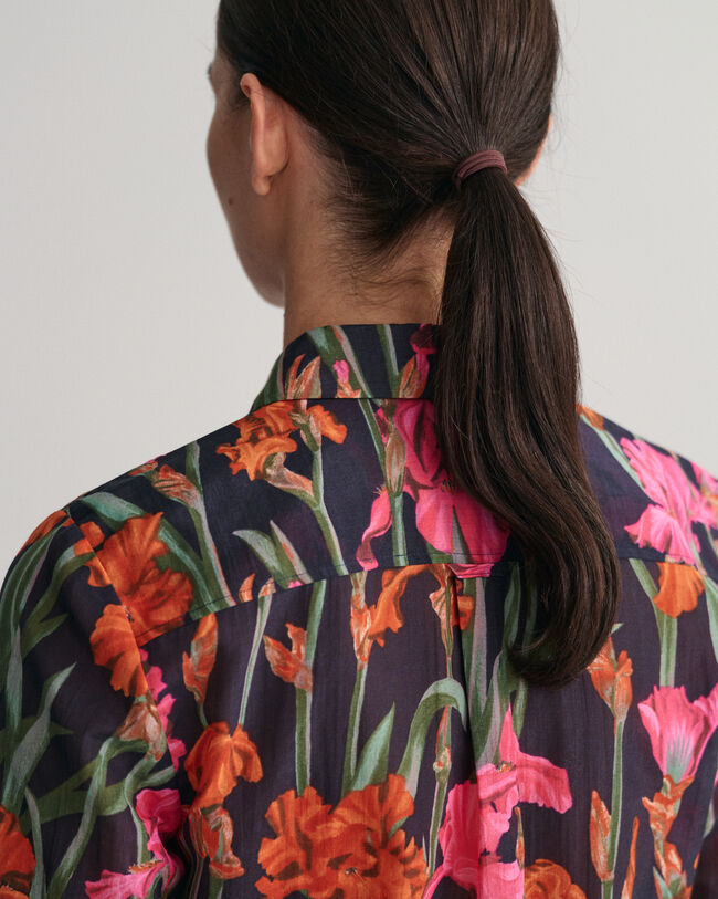 Regular fit Iris Print skjorta i bomull och silke