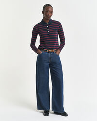 Långärmad pikétröja med marina ränder