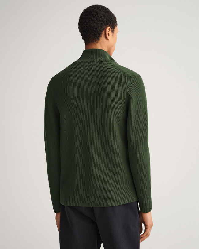 Ribbstickad tr&ouml;ja med dragkedja