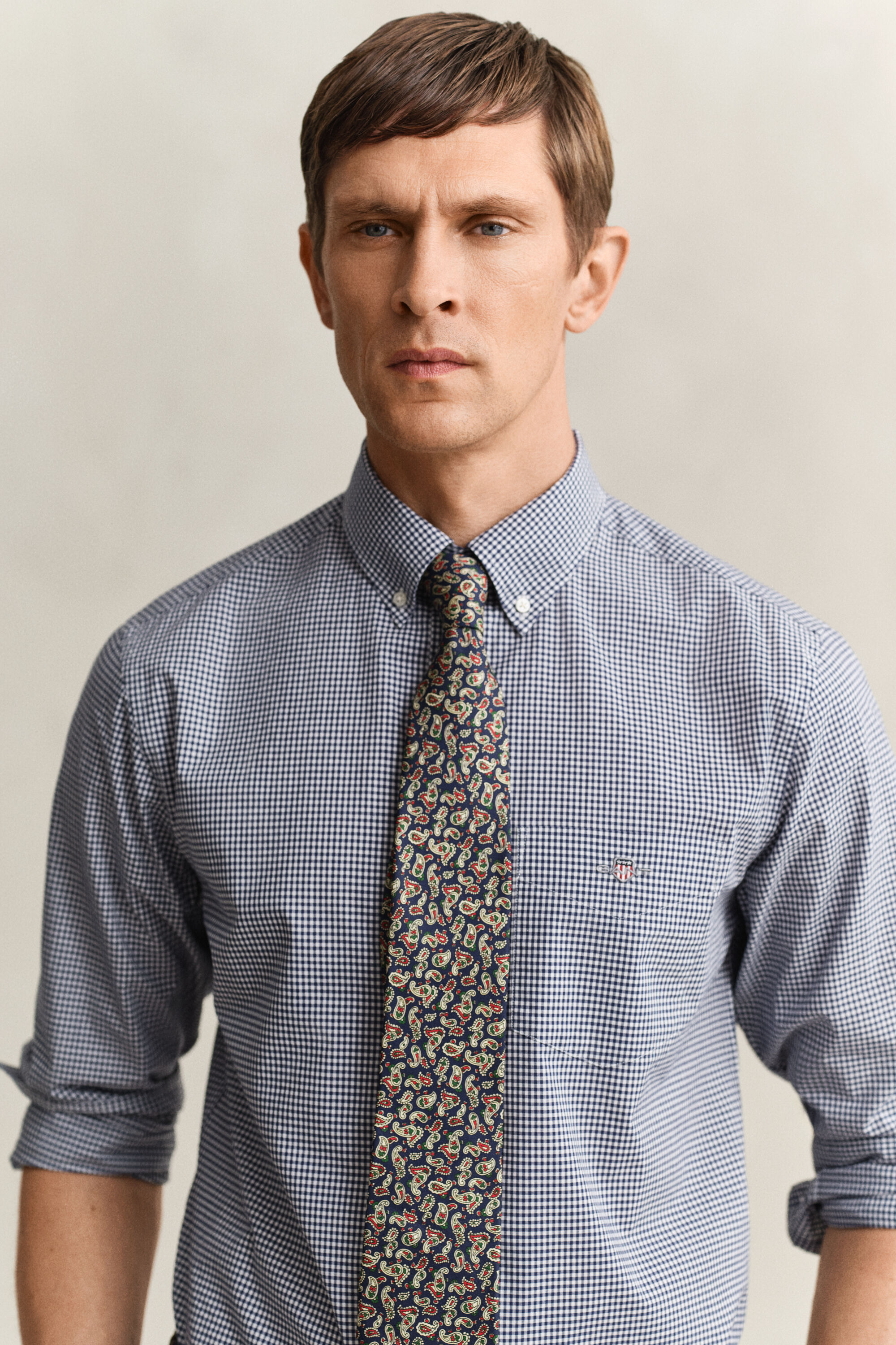 Klassisk poplinskjorta med ginghamväv