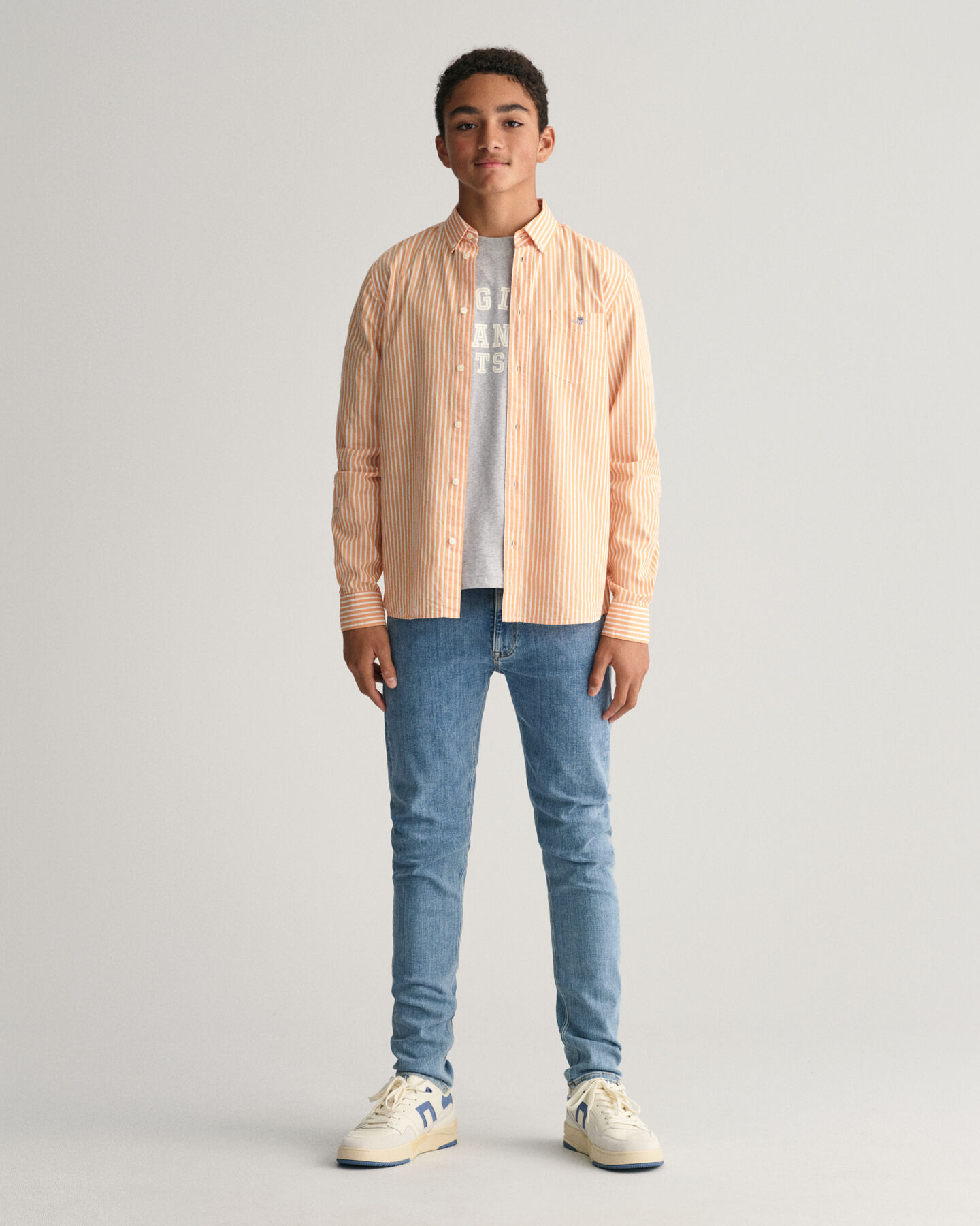 Teens Shield randig poplinskjorta