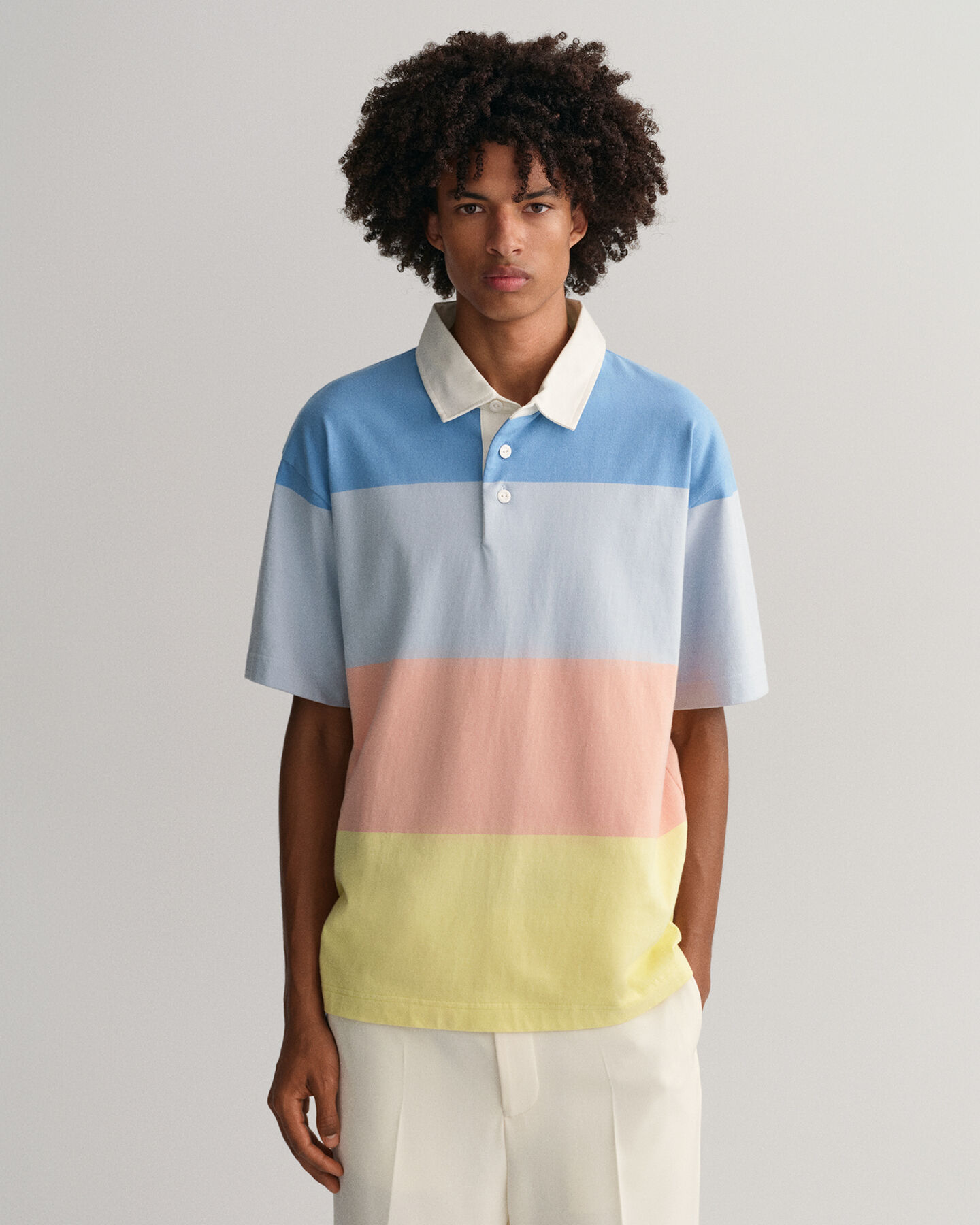 Retro bredrandig kort&auml;rmad Rugger