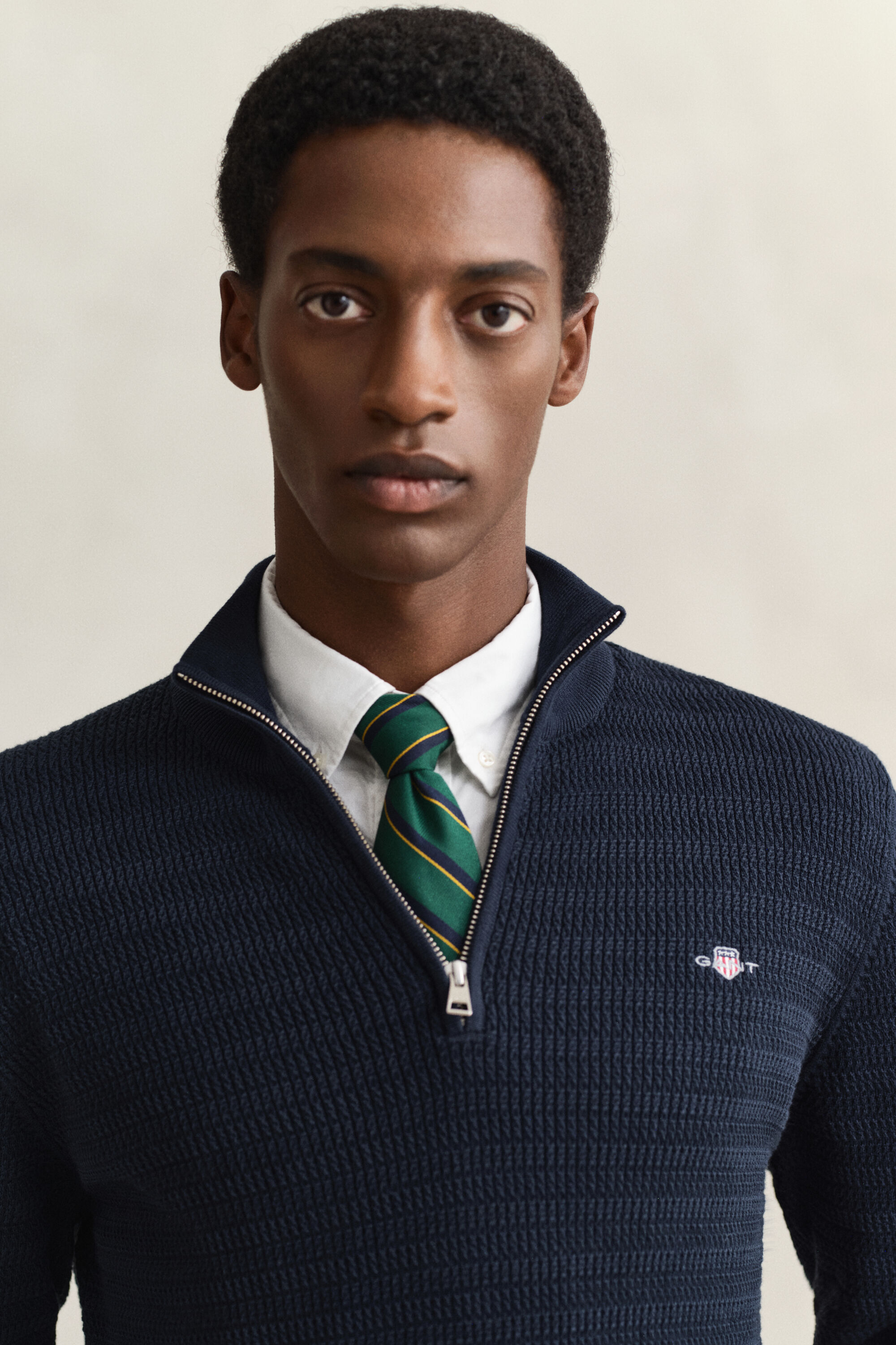 Minikabelstickad tröja med half-zip