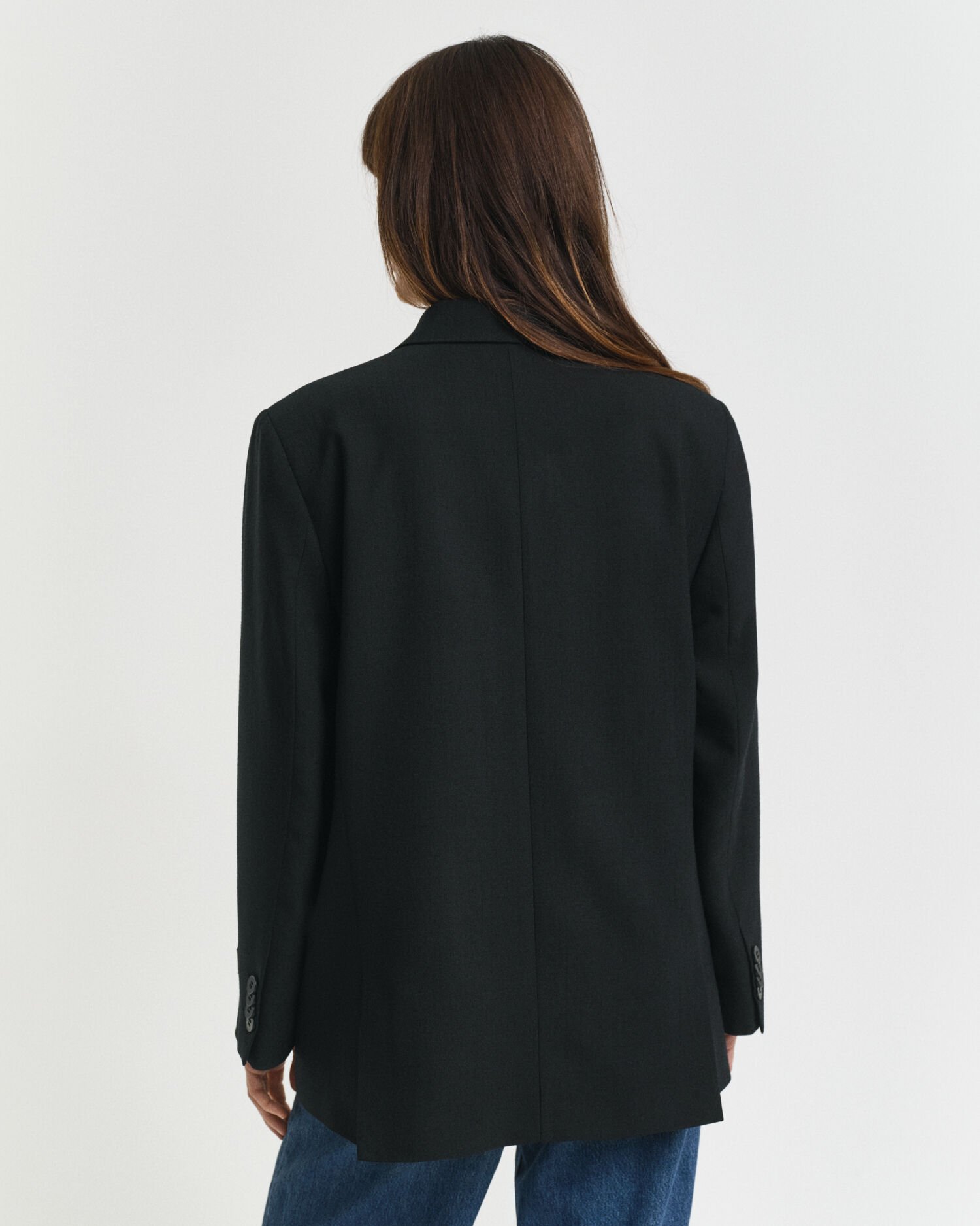 Relaxed fit dubbelknäppt panamavävd kavaj i ullblandning