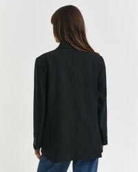 Relaxed fit dubbelknäppt panamavävd kavaj i ullblandning