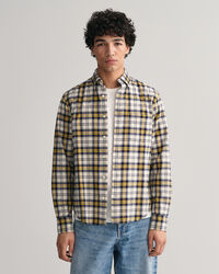 Regular fit rutig borstad oxfordskjorta