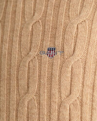 Kabelstickad crew neck tröja i lammull